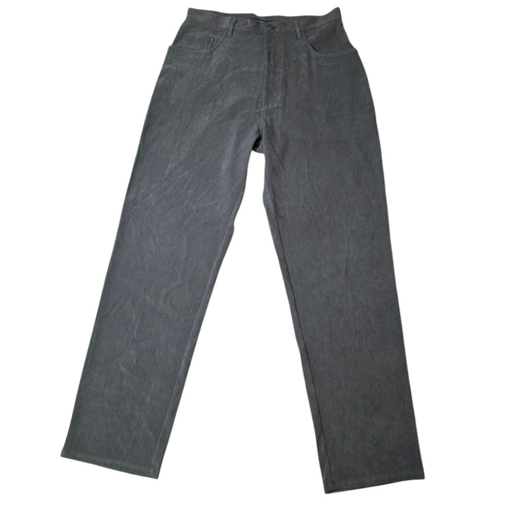 VTG Bill Blass Jeans Dark Green Stretch Straight Leg High Rise Faux Velvet Sz 12